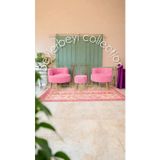 BEYLERBEYİ Köşe Takım,çay Seti Ikili Koltuk pembe Berjer Ve Puf Takımı (SALON, BALKON, OFİS) 3 Lü Takım