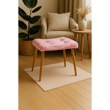 BEYLERBEYİ Makyaj masası pufu, pembe peluş kumaş, ayak uzatmalık puf, dekoratif puf