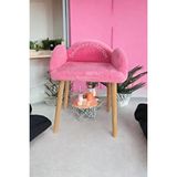 BEYLERBEYİ Makyaj pufu, pembe renkli, dekoratif puf, yüksek ayaklı puf, mini berjer koltuk pufu