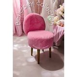 BEYLERBEYİ Makyaj Pufu, Sırtlı Puf, Pembe Peluş, Bench,puf, Yüksek Ayaklı Puf ,mini Berjer