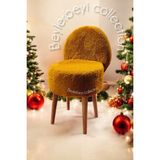 BEYLERBEYİ Makyaj Pufu, Sırtlı Puf, Turuncu Peluş. Bench,puf, Yüksek Ayaklı Puf ,mini Berjer