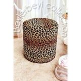 BEYLERBEYİ Puf , Leopar Düz Kumaş ,makyaj Pufu Puf Sandalye Ayak Uzatma Pufu 45 Cm Yükseklik Çok Renkli