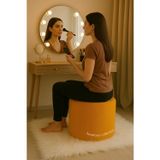 BEYLERBEYİ Puf , turuncu peluş ,makyaj Pufu Puf Sandalye Ayak Uzatma Pufu 42 Cm Yükseklik