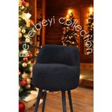 BEYLERBEYİ Rufmye , Sırtlı mini berjer, siyah kumaş siyah ayak ,dekoratif puf, puf Bench makyaj pufu,