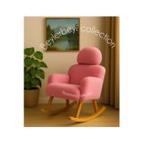 BEYLERBEYİ Sallanan sandalye, ayarlanabilir başlıklı sallanan, pembe peluş kumaş, tekli koltuk, berjer
