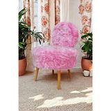 BEYLERBEYİ Tekli koltuk, uzun tüylü, pembe peluş, makyaj berjeri , dekoratif mekan koltuk,