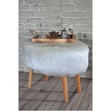 BEYLERBEYİ Valente Oval Puf Beyaz Peluş