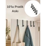 Beylini 10'Lu Pratik Askı Kapı Banyo Mutfak Düzenleyici Askı Seti Pratik Kanca Askılık Basit Pratik Tak Çıkar