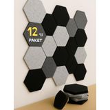 Beylini 12'li Akustik Panel Keçe Kendinden Yapışkanlı Duvar Kaplama Ses ve Isı Yalıtım Duvar Kaplama 10 mm Kalınlık 26x30 CM (Karışık)