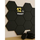 Beylini 12'li Akustik Panel Keçe Kendinden Yapışkanlı Duvar Kaplama Ses ve Isı Yalıtım Duvar Kaplama 10 mm Kalınlık 26x30 CM (Siyah)