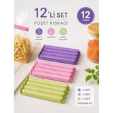 Beylini 12'li Pratik Poşet Kıskacı Mühür Klipsi Sızdırmaz Ambalaj ve Torba Kapatma Aparatı Pratik Poşet Ağzı Kapatıcı Sıvı Geçirmez Paket Kilidi Mandal - Çok Renkli