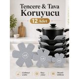 Beylini 12'Li Tencere Tava Koruyucu Set 3 Boy Borcam Çizdirmezi Tabak Koruyucu Elyaflı Çizdirmez Nihale Tencere Tava Tabak Arası Ayırıcı Mutfak Düzenleyici