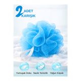 BEYLİNİ 2'li Karışık Banyo Lifi Büyük Boy 35GR Vücut Duş Kesesi File Top Lif Peeling Etkili Hijyenik Banyo