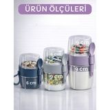 Beylini 3 Lü Set Taşınabilir Kaşık+Çatal Kapaklı Yoğurt Müsli Granola Yemek Diyet Saklama Kabı Take And Go Bardak Kahvaltı Salata Hazırla Çık - 3'Lü