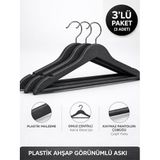 Beylini 3'lu Ahşap Görünümlü Plastik Askılık Yetişkin Kıyafetleri İçin Dayanıklı Elbise Gömlek Kancalı Askı (Antrasit)