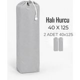 Beylini 40X125 Halı Hurcu Yolluk Sığar Lastikli Nefes Alabilir Kokmaz Tela Lastikli Halı Kılıfı Poşeti Ambalajı Taşınma Çantası Yorgan Çamaşır Yastık Saklama Torbası Gri Renk - 2 Adet