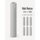 Beylini 40x185 Halı Hurcu Yolluk Sığar Lastikli Nefes Alabilir Kokmaz Tela Lastikli Halı Kılıfı Poşeti Ambalajı Taşınma Çantası Yorgan Çamaşır Yastık Saklama Torbası Gri Renk, Gri, 6 Adet