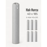 Beylini 40x185 Halı Hurcu Yolluk Sığar Lastikli Nefes Alabilir Kokmaz Tela Lastikli Halı Kılıfı Poşeti Ambalajı Taşınma Çantası Yorgan Çamaşır Yastık Saklama Torbası Gri Renk, Gri, 6 Adet
