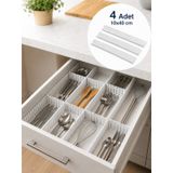 Beylini 4'lü Çekmece Içi Düzenleyici 10x40 Cm Custom Organizer Isteğe Göre Kesilebilir Dolap Makyaj Düzenleyici Beyaz Diğer