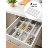 Beylini 4'Lü Çekmece Içi Düzenleyici 10X40 Cm Custom Organizer Isteğe Göre Kesilebilir Dolap Makyaj Düzenleyici Beyaz