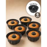 Beylini 6'lı Silikon Oval Mini Kek Kalıbı Yapışmaz Muffin Kek Kalıbı Seti Şekilli Mutfak Kek Kalıbı Seti Antrasit
