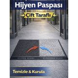 Beylini Çift Taraflı Dezenfektan Hijyen Paspası Kapı Ev Ofis Giriş Kıvırcık Paspas Kurulama Kaydırmaz 40 x 80 cm - Gri