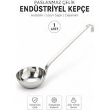 Beylini Endüstriyel Sanayi Tipi Kepçe Paslanmaz Çelik Asılabilir Lokanta Restoran Sanayi Tipi Servis Kepçesi - Gri