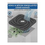 BEYLİNİ Kötü Koku Böcek Önleyici Gider Tıpası Lavabo Balkon Tuvalet Gider Kapatıcı Kapak Silikon Gri-Gri