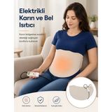 Beylini Omak 220V Elektrikli Giyilebilir Bel ve Karın Isıtıcı Medikal Minder Ev Ofis Bölgesel Isıtma Kemeri Dijital Krem Renk 30X55 cm