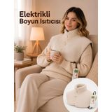 Beylini Omak 220V Elektrikli Giyilebilir Boyun Ve Omuz Isıtıcı 5 Kademe Medikal Minder Ev Ofis Bölgesel Isıtma Şalı Dijital Krem Renk 57X40 Cm