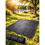 Beylini Piknik Örtüsü Baklava Desen Kamp Matı Isıya Suya Dayanıklı Taşınabilir Saklanabilir Plaj Çim Sofra 4 Ölçü - Siyah - 150 x 100 cm