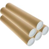 Beylini Postüp Kapaklı Silindir Kutu Karton Rulo Gönderi Poster Afiş Harita Tüpü 5 Adet 5 cm x 100 cm - Kraft