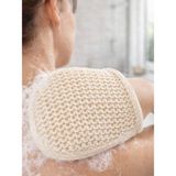 Beylini Sisal Lifli Eldiven Banyo Kesesi Banyo Duş Lifi 4 Doğal Peeling Etkili Vücut Kesesi Çift Taraflı - Krem