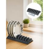 Beylini Tezgah Üstü 8'li Tabaklık Kurutmalık Stand Dolap Çekmece Içi Tabak Organizeri Standı Bulaşık Düzenleyici 13X35 cm - Antrasit
