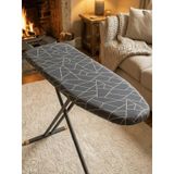 Beylini Ütü Masası Kılıfı Lastikli Keçeli Yanmaz Ütü Masası Örtüsü Bezi Geometrik 50x150 Cm Koyu Gri