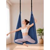 Beylini Yoga Hamağı Fly Salıncağı Yükseklik Ayarlanabilir Antigravity Esnek Askılı Denge Spor Aleti Pilates Fitness Denge Esneme Gerdirme Gelişim, Mavi