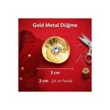 beyna aksesuar GOLD METAL DÜĞME 3 CM KRİSTAL TAŞLI 1 PAKET 3 ADET