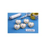 Beyna KALP KRİSTAL KENARLARI BEYAZ MİNELİ İNCİLİ METALİZE DÜĞME 2,5 CM 1 PAKET 4 ADET