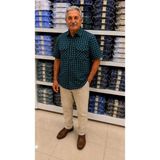 Beyome Erkek %100 Pamuk Kısa Kollu Çift Cepli Kareli Gömlek Rahat Kalıp Yazlık Büyük Beden S-5xl - Yeşil