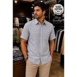 Beyome Erkek %100 Pamuk Kısa Kollu Ekose Gömlek Regular Fit Yazlık Nefes Alan S-5xl - Açık Gri