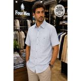 Beyome Erkek %100 Pamuk Kısa Kollu Gömlek Rahat Kalıp Yazlık Nefes Alan Tek Cepli S-5xl - 4XL - Beyaz