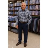 Beyome Erkek %100 Pamuk Uzun Kollu Çift Cepli Kareli Gömlek Rahat Kalıp Büyük Beden S-5xl - 4XL - Gri