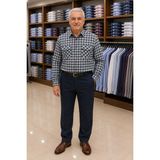 Beyome Erkek %100 Pamuk Uzun Kollu Çift Cepli Kareli Gömlek Rahat Kalıp Büyük Beden S-5xl - 4XL