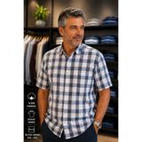Beyome Erkek Kısa Kol Kareli Gömlek Büyük Beden XXL-4XL %100 Pamuk Nefes Alır Yazlık