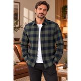Beyome Erkek Kışlık Ekose Flanel Gömlek %100 Pamuk Uzun Kollu Tek Cepli Rahat Kalıp - 3XL - Yeşil