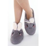 Beyond BYNDFKB01 Gri Rabbit Yumuşak Tüylü Gondol Kadın Terlik