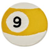 Beyond Deco 8 Top Halı 35" İnç, El Yapımı Tepeli Yuvarlak Estetik Bilardo Alan Kilimleri, Kabarık ve Tiki Dekor 8ball Tasarım, Oturma Odası, Yatak Odası, Oyun Odası için Mükemmel Yumuşak Havalı Zemin