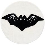 Beyond Deco Cadılar Bayramı Siyah Yarasa Halısı 88,9 cm, El Yapımı Püsküllü Kabarık Yuvarlak Estetik Alan Halıları İç Mekan Dekorasyonları için, Mutfak, Oturma Odası, Yatak Odası, Havalı Zemin Halı