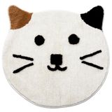 Beyond Deco El Dokuma Beyaz Kedi Parça Halı 88,9 cm, Makinede Yıkanabilir Yuvarlak Kabarık Komik Havalı Tasarım Halı Banyo Oturma Odası Dekorasyonu için, Çocuk oyun odası Dekoru Halı paspası