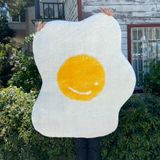 Beyond Deco El Dokuması Yumurta Halısı 119,4 x 68,5 cm, Estetik Eğlenceli Vurgu Ev Dekoru Yumuşak Alan Halısı - Mutfak, Oturma Odası, Oyun Odası için Makinede Yıkanabilir Yer Halısı Paspası - Yeni Eve